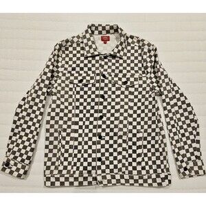 Dickies Girl Juniors Denim Checkered Jacket. Size Large.